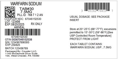 Label (65162 Warfarin Sodium 7.5mg 67046 1525 30)